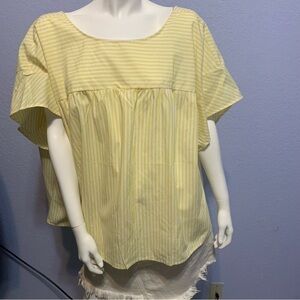 Eloquii Scoop Back Drop Shoulder Striped Boxy Plus Size Top